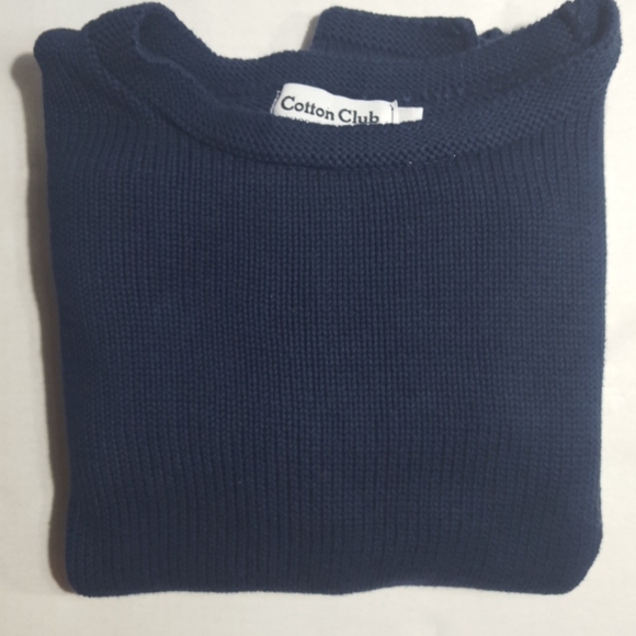 Vintage Cotton Club Navy Blue Cotton Knit Sweater - Picture 8 of 8